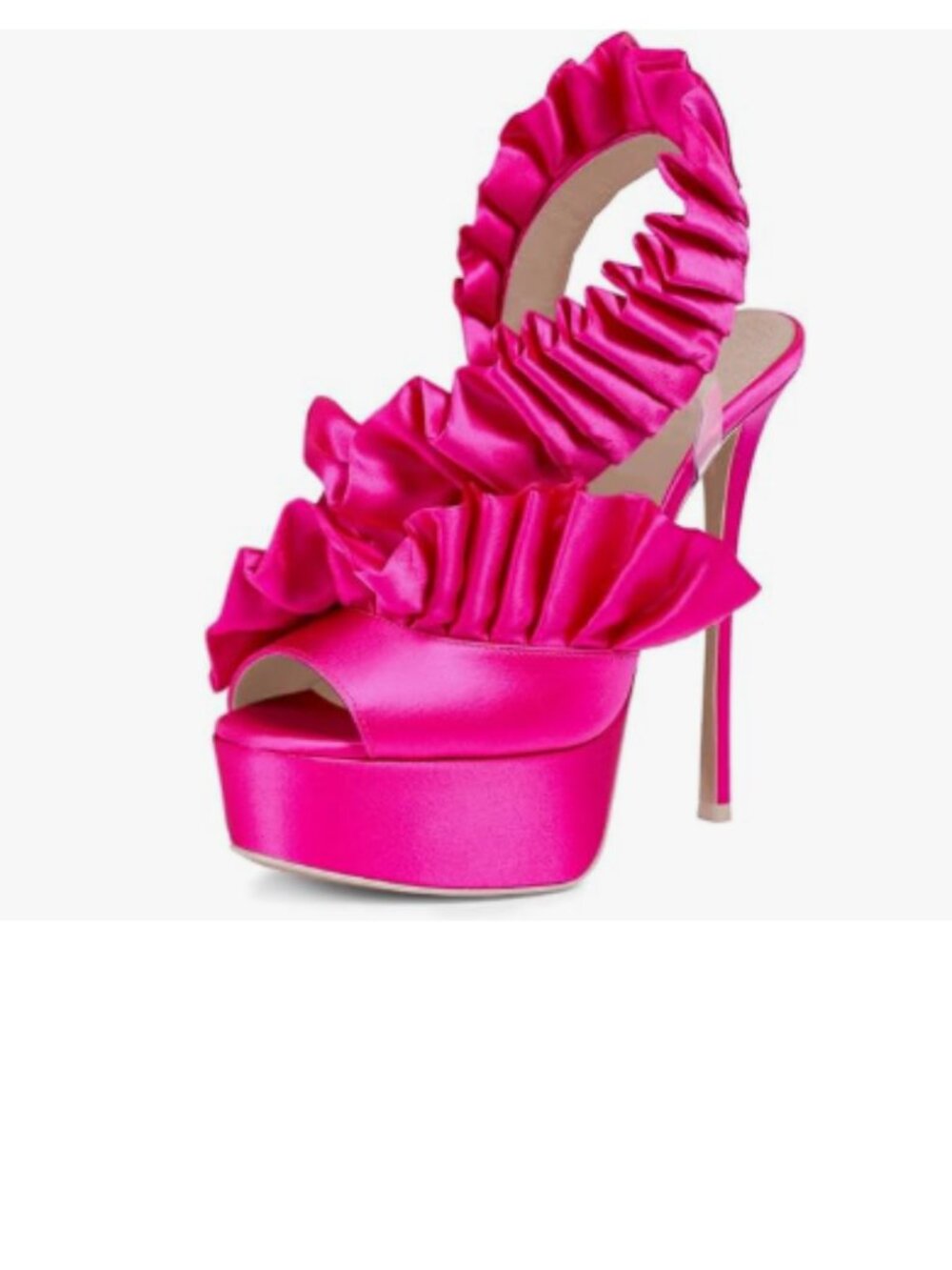 Wo Wagas Fuchsia Slingback Platform Stiletto High Heels Open Peep Toe Sandals